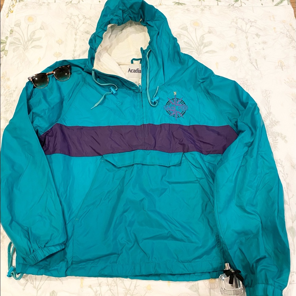 Vintage! 1980s Oversized Hooded Pullover Cape Cod Windbreaker Size 2XL